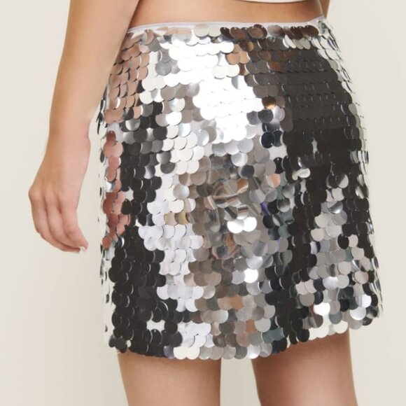 Reformation - NWT Carla Low Waist Skirt (Color: Mercury, Size: 6) Retail $128 - Picture 2 of 7